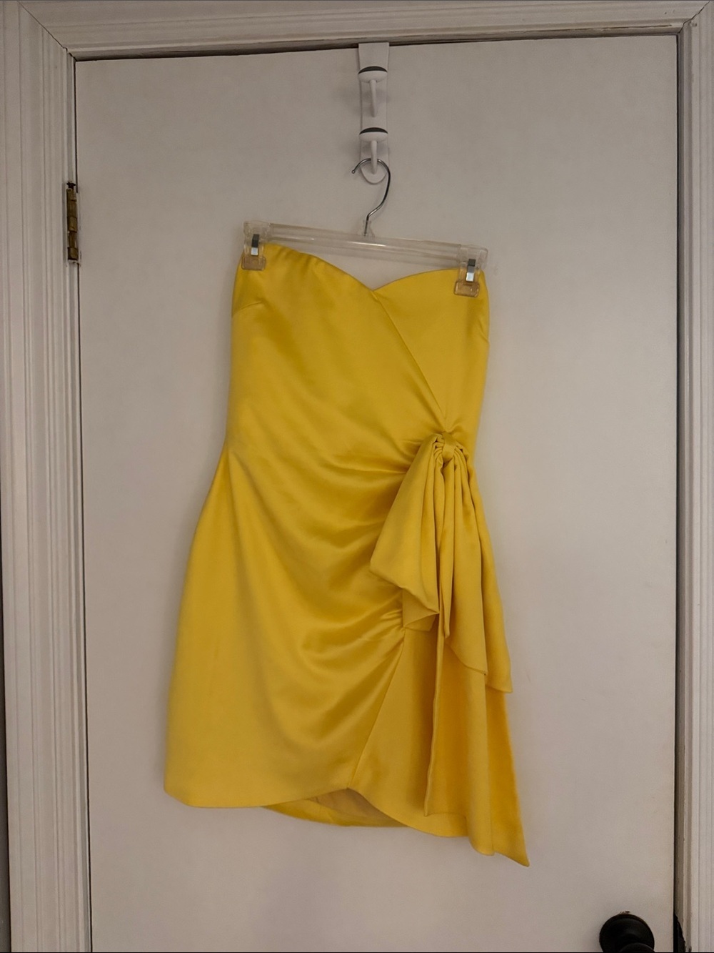 Likely- size 2 (could fit a 4) Yellow Strapless Ruffled Side-Tie Cocktail Dress